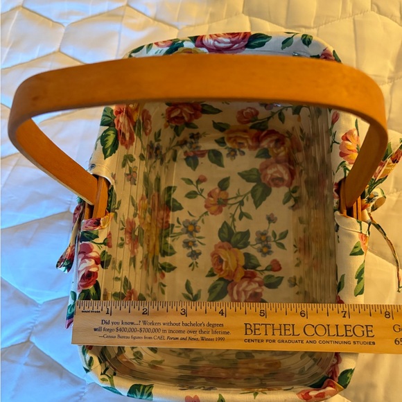 Longaberger Floral Lined Woven Basket - Picture 3 of 4